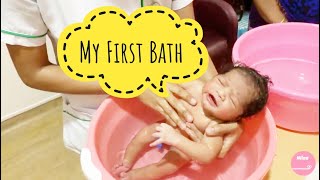 How to bath a new born baby  Mitikkshas first bath [upl. by Elleivad]