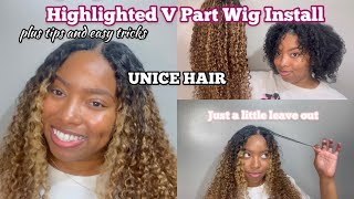 Minimum Leave Out  Flawless Finish Highlighted V Part Wig ft Unice [upl. by Alaikim587]