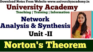 NAS15 Nortons Theorem  DC Network Analysis  Nortons Theorem Solves Examples for DC Circuits [upl. by Eelarak]