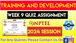 Training and Development Week 9 Quiz Assignment Solution  NPTEL 2024 [upl. by Cila]