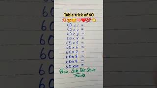 Multiplication table trick of 60💥😍🤗🧠❤💯👈 maths multiplication table mathstricks shorts foryou [upl. by Nair]