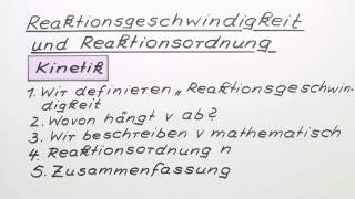 Reaktionsgeschwindigkeit und Reaktionsordnung  Chemie  Physikalische Chemie [upl. by Sheree152]