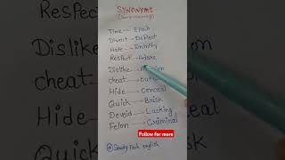 Synonymssame meaningenglishlearningyoutubeshort englishlanguagegrammarruleenglishtipssynonyms [upl. by Yelsnit483]