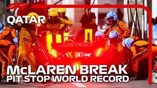 NEW PIT STOP WORLD RECORD McLaren Service Lando Norris in 180s  2023 Qatar Grand Prix  DHL [upl. by Ioyal]