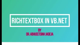 RICHTEXTBOX IN VBNET  BCA403 [upl. by Nollid]