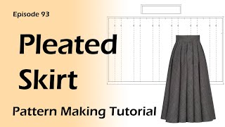 Pleated skirt DraftingInverted box pleats Pattern Making Tutorial [upl. by Rodrique]