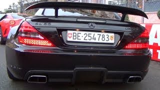 Mercedes SL 65 AMG Black Series  REVVING Exhaust Sound in Monaco Monte Carlo V12 Biturbo [upl. by Ecraep784]