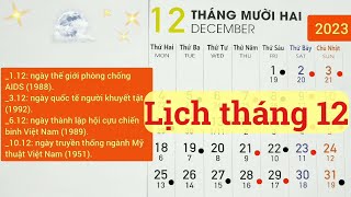 Lịch tháng 122023 Lịch âm hôm nay 2023 Lịch vạn niên 2023 Ngày tốt tháng 122023 [upl. by Selassie369]