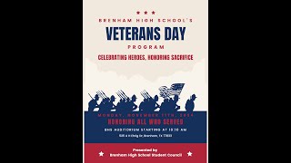 Veterans Day Program 2024  Brenham High School [upl. by Prendergast232]