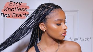 EASIEST KNOTLESS BOX BRAID TUTORIAL EVER  THICK HAIR HACK [upl. by Honeywell]