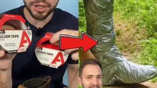 Bota de impermeável caseira vc nunca viu isso antes 🥾🩹✅Link na Bio👉🏻fita bota fyp diy camping [upl. by Selene]