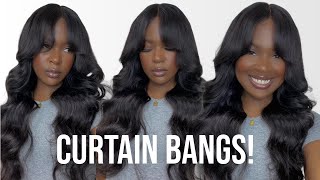 HOW TO CURTAIN BANG GLUELESS WIG INSTALL FT SUBELLA HAIR [upl. by Ailen731]