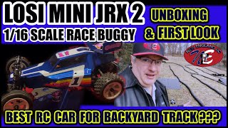 LOSI MINI JRX2 116 SCALE RACE BUGGY – UNBOXING amp FIRST LOOK – NEW ENGLAND RC – E132 [upl. by Pelaga]