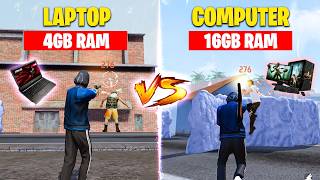 4GB RAM LAPTOP VS 16GB RAM PC FREE FIRE GAMEPLAY😲 [upl. by Meggs]