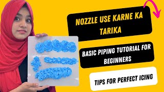 nozzle use karne ka tarika best whipped cream frosting and decorating ideas  for beginners [upl. by Spearman828]