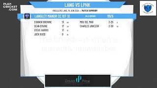 Langley Manor CC 1st XI v Liphook amp Ripsley CC 1st XI [upl. by Ojyllek]