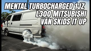 MENTAL 1JZ L300 MITSUBISHI VAN SKIDS UP POWER ON PETRIE [upl. by Yendic]