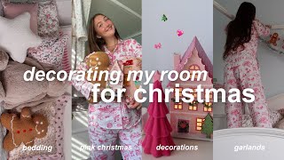 decorating my room for christmas  holiday bedding pink christmas amp decorations [upl. by Delly380]