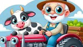 Le grandpère et la vache vont avec le tracteur rouge  Comptines pour enfants [upl. by Lulu]