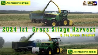 ② 2024 一番牧草収穫 グラスサイレージ 1st Grass Silage Harvest 4K ドローン事故 [upl. by Airotcivairam]