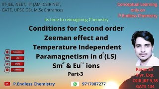 Second Order Zeeman effect and temperature independent Paramagnetism in d6LS Sm3 amp Eu3 ions [upl. by Kirsten]