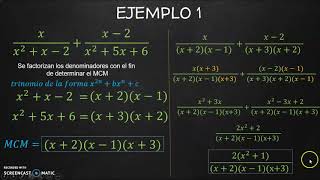 ADICIÓN Y SUSTRACCIÓN DE FRACCIONES ALGEBRAICAS HETEROGÉNEAS [upl. by Zapot]