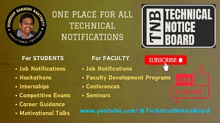 Technical Notice Board  TNB  New YouTube Channel having Notifications of all Technical Events [upl. by Trista]