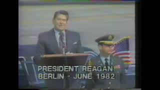 AFN Europe Berlin Wall President Reagan Freedom Its Catching 1982 1355 [upl. by Yeargain327]