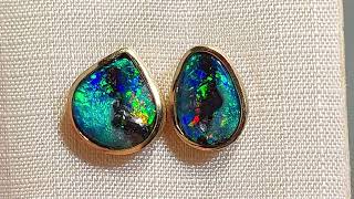 Gem Boulderopal Ohrringe in 585 Gold 000630 o [upl. by Nadab476]