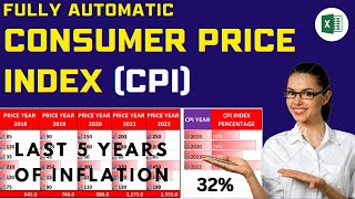 Fully automatic Consumer Price Index Calculation in Excel  Inflation Rate Calculation in excel [upl. by Dalt]