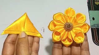 How to make fabric flower  DIY How to make an adorable fabric flower in just 6 minutes [upl. by Aihsemot]