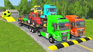 TRANSPORTING PIXAR CARS amp FRUITS WITH COLORED amp JOHN DEERE vs CLAAS vs TRACTORS  BeamNGdrive 962 [upl. by Menides]