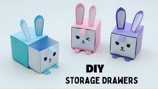 DIY MINI PAPER DRAWERS  PAPER CRAFT SMALL ORIGAMI STORAGE BOX DIY  DESK ORGANIZER DRAWER [upl. by Nanahs]