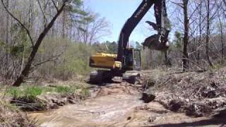 Excavator Digging Creek Sand [upl. by Ahtnamas865]