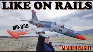 AMEWI XANE MB339 50mm 11 blade EDF RC JET plane 3S PNP MAIDEN FLIGHT [upl. by Airb]