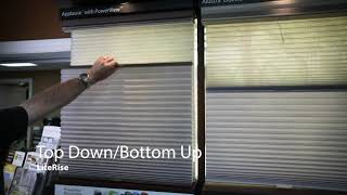 Hunter Douglas Duette Top Down Bottom Up LiteRise Cordless Lift System at Carolina Blinds Gallery [upl. by Fotzsyzrk226]