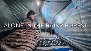 SOLO RAIN CAMPING IN SMALL TENT • RELAX SLEEP AND EAT WITH RAIND SOUND • ASMR [upl. by Nassah]