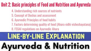 Basic principles of Food and Nutrition and Ayurveda UNIT 2  Ayurveda And Nutrition  Must Watch 🔥 [upl. by Harriott]