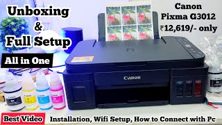 canon pixma G3012₹12619OnlyAll in one Printer unboxing amp Full Setup video [upl. by Annice]