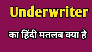 Underwriter Meaning in hindi  Underwriter ka matlab kya Hota hai  Word meaning [upl. by Eal]