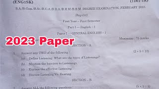 1sem English question paper 2023 year  Degree 1st semester English 2023 Question Paper UGExams2023 [upl. by Eiduam]