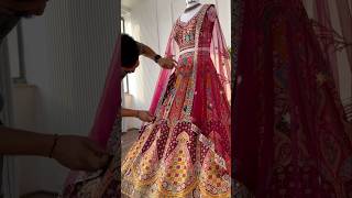 Multi color Jacard Fabric Mirror Embroidery work Designer Lehenga choli for Wedding lehenga [upl. by Odlanyer]