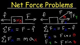 Net Force Physics Problems With Frictional Force and Acceleration [upl. by Llij21]