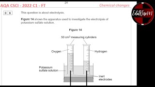 AQA GCSE Chemistry 2022  Paper 6 Q1 Foundation Tier Past paper Chemical Changes Electrolysis [upl. by Felise]