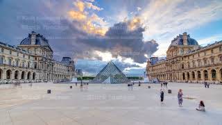 The Louvre museum pyramid at sunset timelapse in Paris France [upl. by Naiviv]