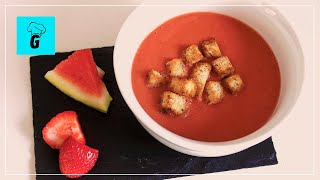 DULCE Y SALADO CÓMO HACER EL GAZPACHO PERFECTO DE FRESAS Y SANDÍA  SIN GLUTEN [upl. by Assirhc]