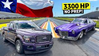 Big Power Texas Showdown 1800hp Chevy Camaro No Prep King Drag Races 1500hp Twin Turbo Ford F150 [upl. by Vitus171]