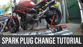 Spark Plug Change Ducati Monster 696  Tutorial [upl. by Fitzhugh]