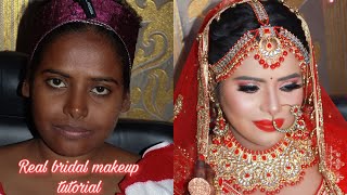 Real bridal makeup on dark skin  step by step bridal makeup on dark and dusky skin tone [upl. by Henghold]