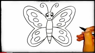 How to draw a Beautiful Butterfly 🦋 Drawing Painting and Colouring For kids [upl. by Javed822]